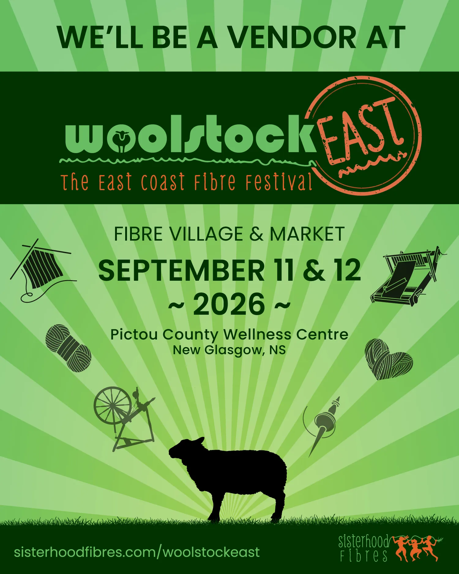 Woolstock East 2026 fibre festival poster